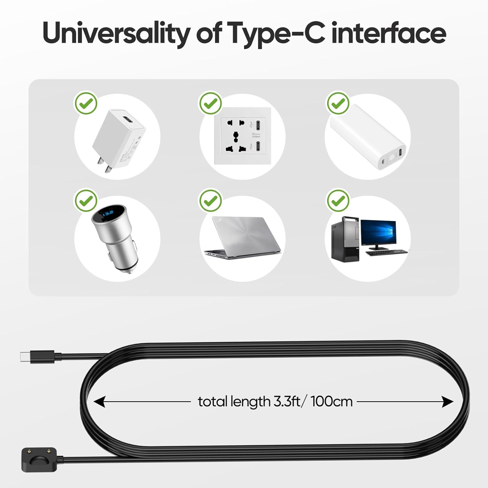 Black USB-C Charging Cord for  – Best Smartwatch Accessories recenzja i cena