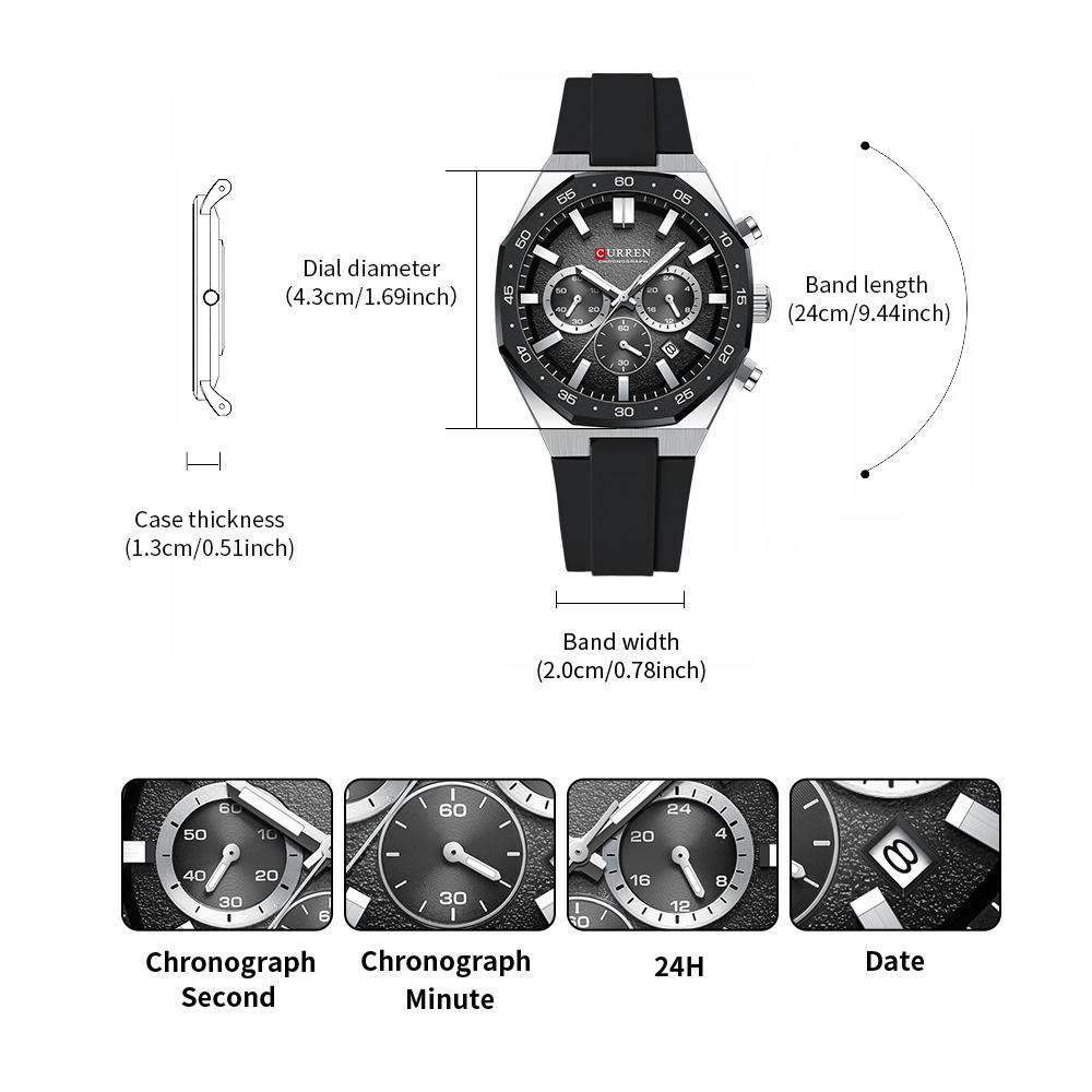 CURREN Fashion Casual Men Spor – Accessories With Watch recenzja i cena
